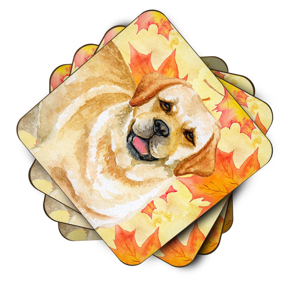 Golden Retriever Fall Foam Coasters Set of 4 Cup Coasters for Indoor Outdoor, Tabletop Protection, Anti Slip, Mouse pad Material