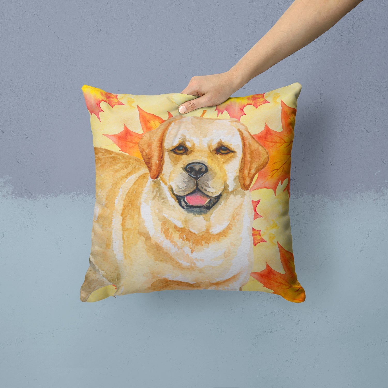 Golden Retriever Fall Decorative Throw Pillow 14x14 Indoor Outdoor Accent Cushion, Fabric Cover with Insert for Sofa, Bed, Porch & Living Room