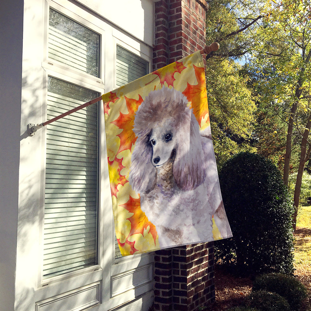 Poodle Fall House Flag 28x40 Porch Sleeve Pole Decorative Outside Yard Banner Artwork Wall Hanging, Polyester