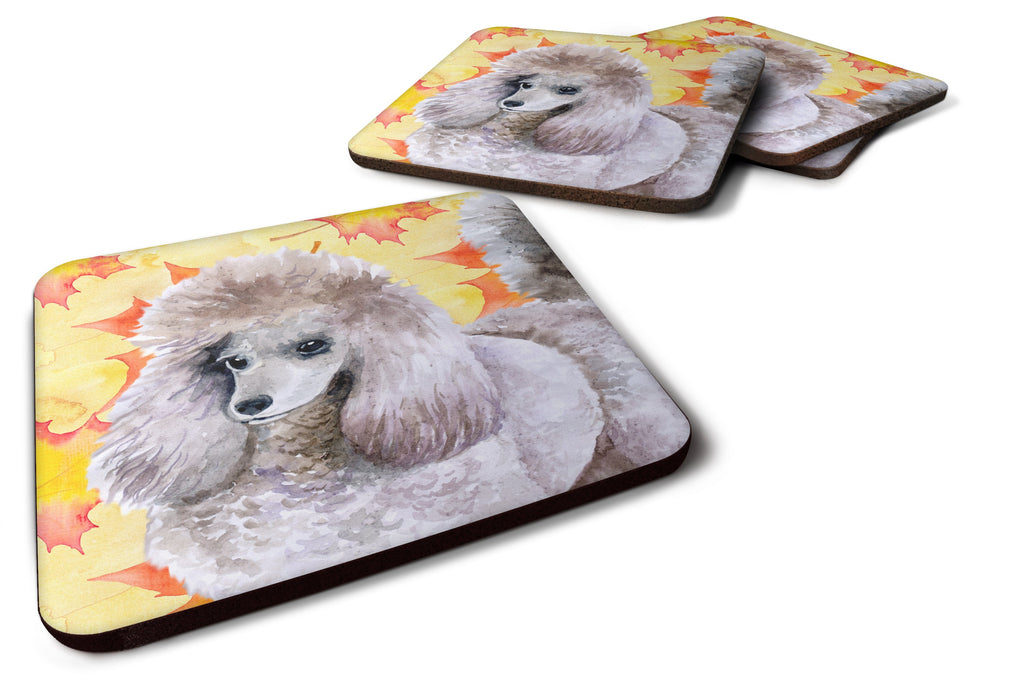 Poodle Fall Foam Coasters Set of 4 Cup Coasters for Indoor Outdoor, Tabletop Protection, Anti Slip, Mouse pad Material