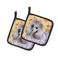 Poodle Fall Pot Holder Set of 2 Heat Resistant Quilted Hot Pads 7.5 x 7.5 Inch, Insulated Kitchen Trivets for Cooking & Baking