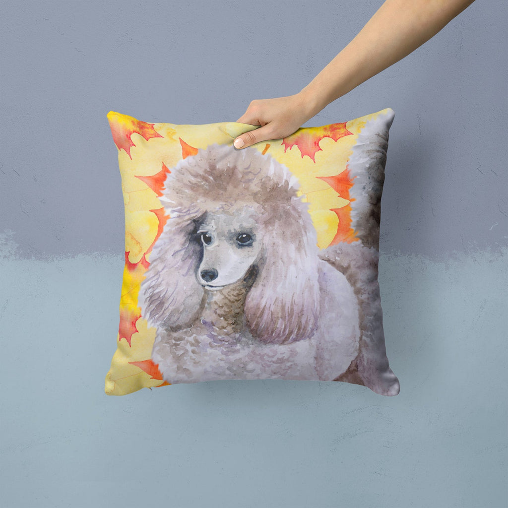 Poodle Fall Decorative Throw Pillow 14x14 Indoor Outdoor Accent Cushion, Fabric Cover with Insert for Sofa, Bed, Porch & Living Room