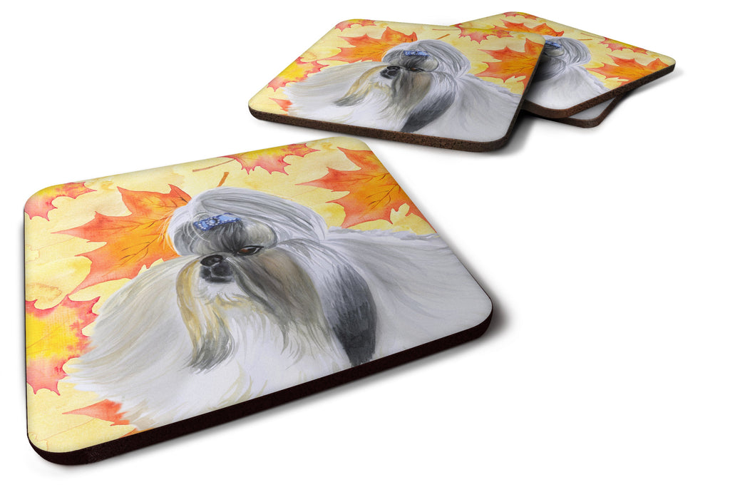 Shih Tzu Fall Foam Coasters Set of 4 Cup Coasters for Indoor Outdoor, Tabletop Protection, Anti Slip, Mouse pad Material