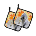 Shih Tzu Fall Pot Holder Set of 2 Heat Resistant Quilted Hot Pads 7.5 x 7.5 Inch, Insulated Kitchen Trivets for Cooking & Baking