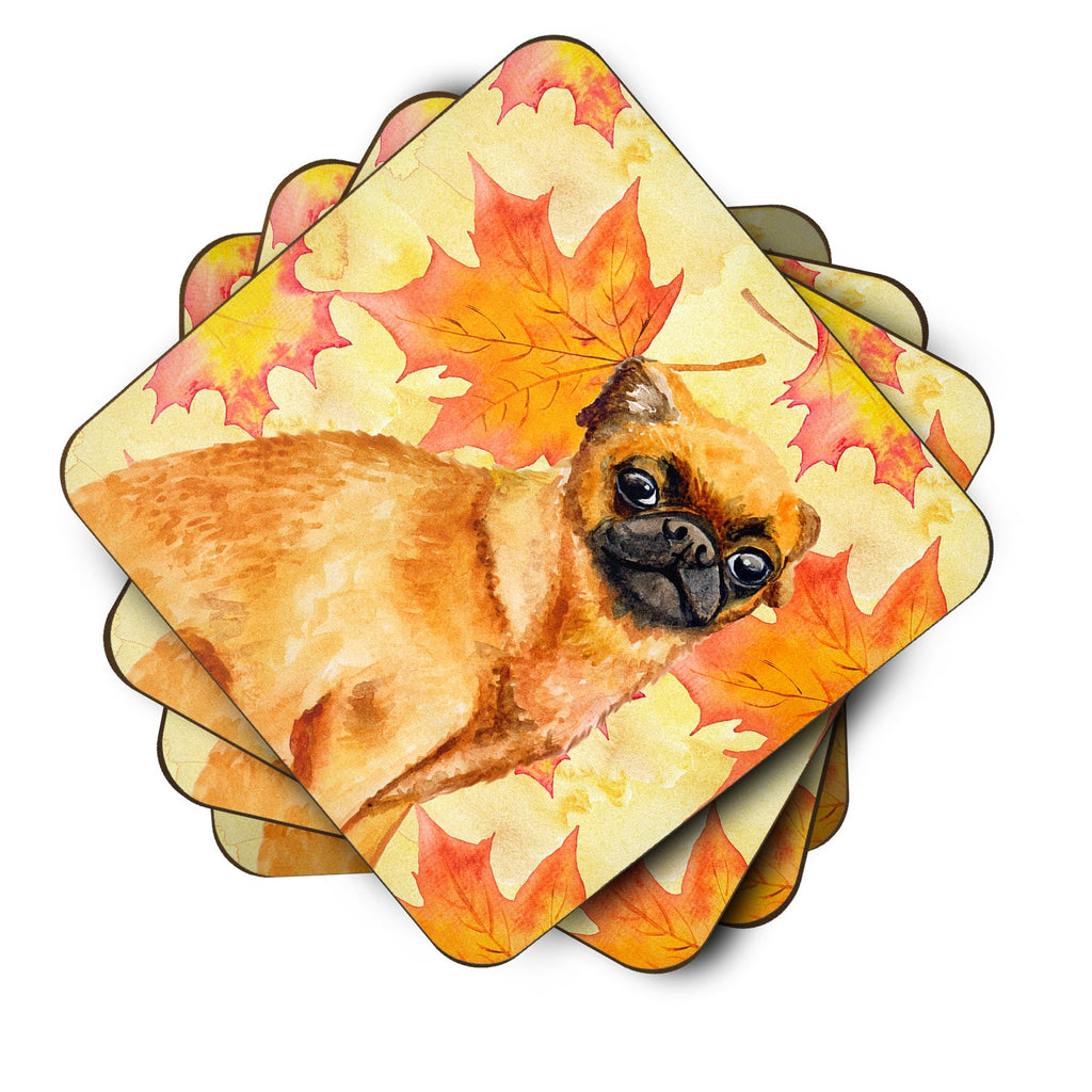 Small Brabant Griffon Fall Foam Coasters Set of 4 Cup Coasters for Indoor Outdoor, Tabletop Protection, Anti Slip, Mouse pad Material