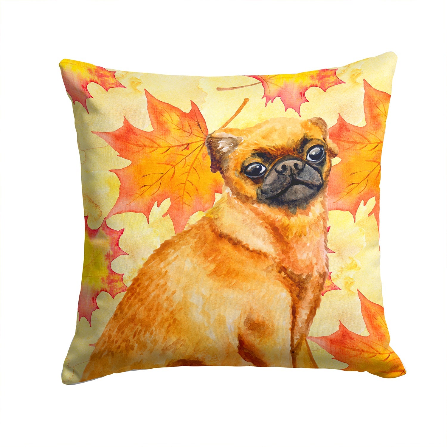 Small Brabant Griffon Fall Decorative Throw Pillow 14x14 Indoor Outdoor Accent Cushion, Fabric Cover with Insert for Sofa, Bed, Porch & Living Room