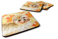 Morkie Fall Foam Coasters Set of 4 Cup Coasters for Indoor Outdoor, Tabletop Protection, Anti Slip, Mouse pad Material