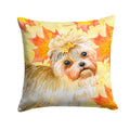 Morkie Fall Decorative Throw Pillow 14x14 Indoor Outdoor Accent Cushion, Fabric Cover with Insert for Sofa, Bed, Porch & Living Room
