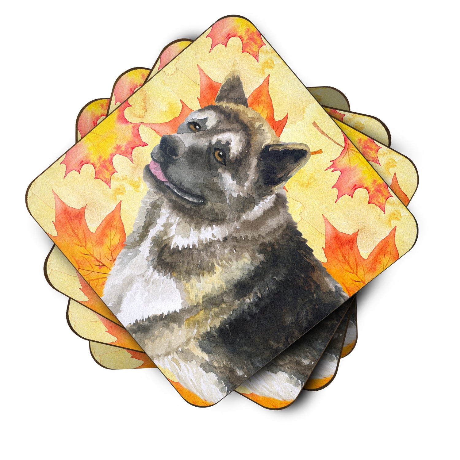 American Akita Fall Foam Coasters Set of 4 Cup Coasters for Indoor Outdoor, Tabletop Protection, Anti Slip, Mouse pad Material