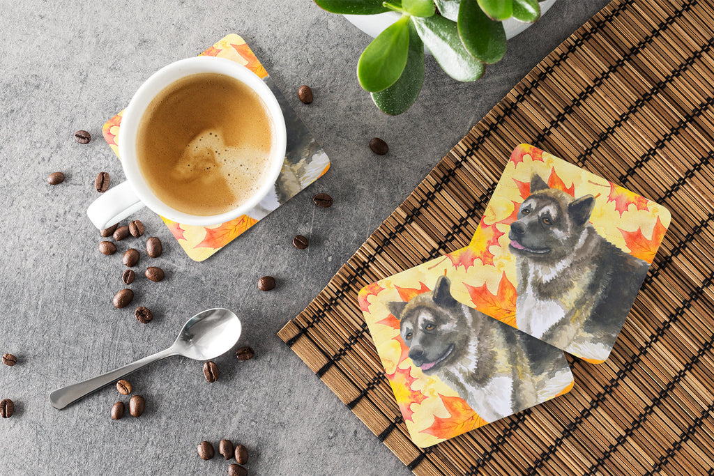 American Akita Fall Foam Coasters Set of 4 Cup Coasters for Indoor Outdoor, Tabletop Protection, Anti Slip, Mouse pad Material