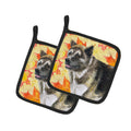 American Akita Fall Pot Holder Set of 2 Heat Resistant Quilted Hot Pads 7.5 x 7.5 Inch, Insulated Kitchen Trivets for Cooking & Baking