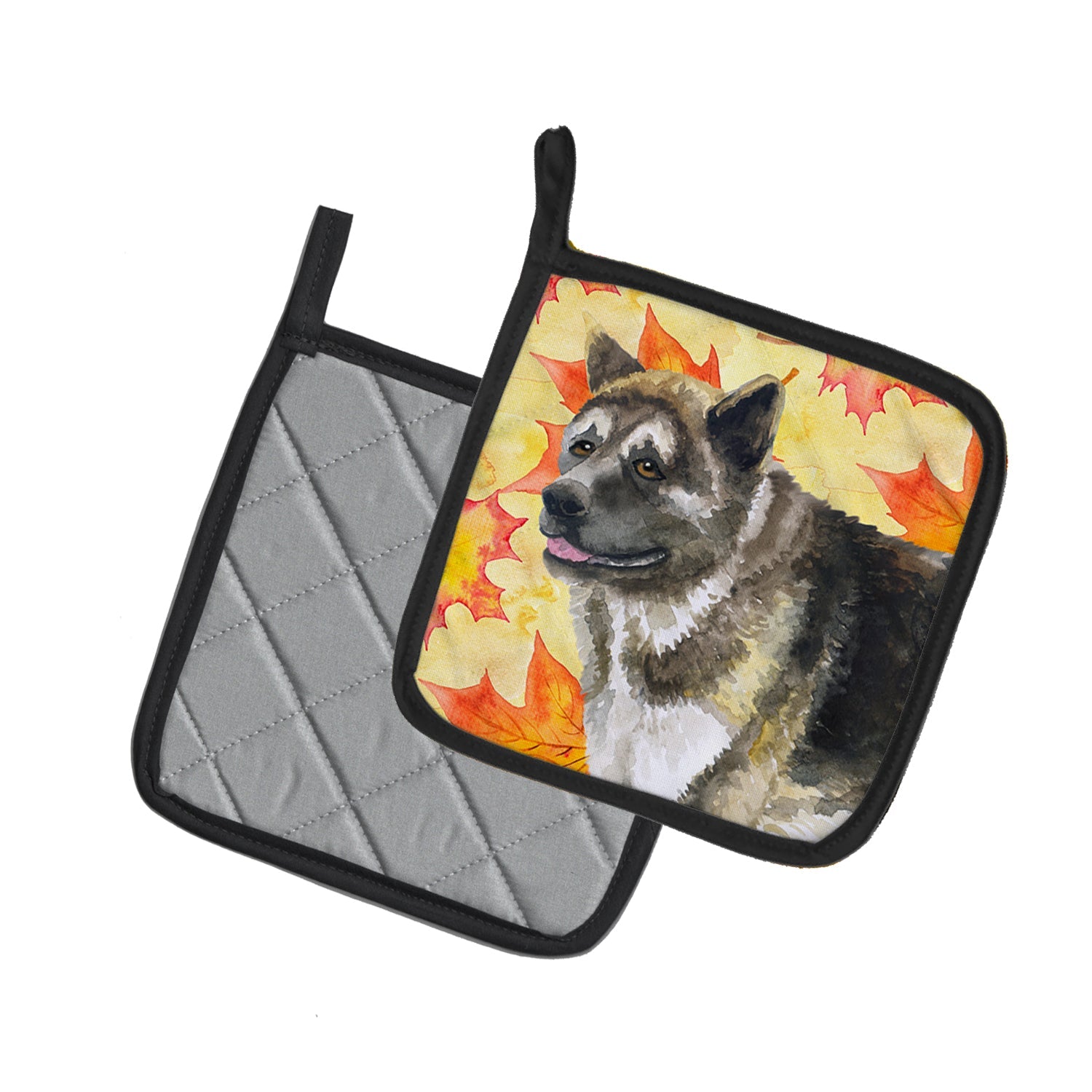 American Akita Fall Pot Holder Set of 2 Heat Resistant Quilted Hot Pads 7.5 x 7.5 Inch, Insulated Kitchen Trivets for Cooking & Baking