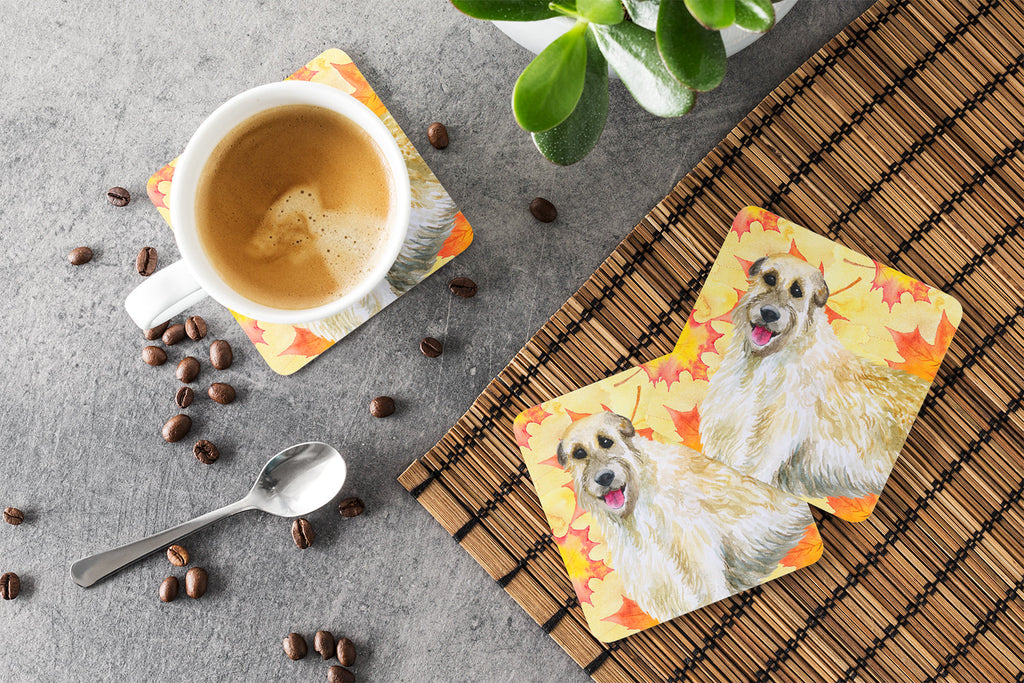 Irish Wolfhound Fall Foam Coasters Set of 4 Cup Coasters for Indoor Outdoor, Tabletop Protection, Anti Slip, Mouse pad Material