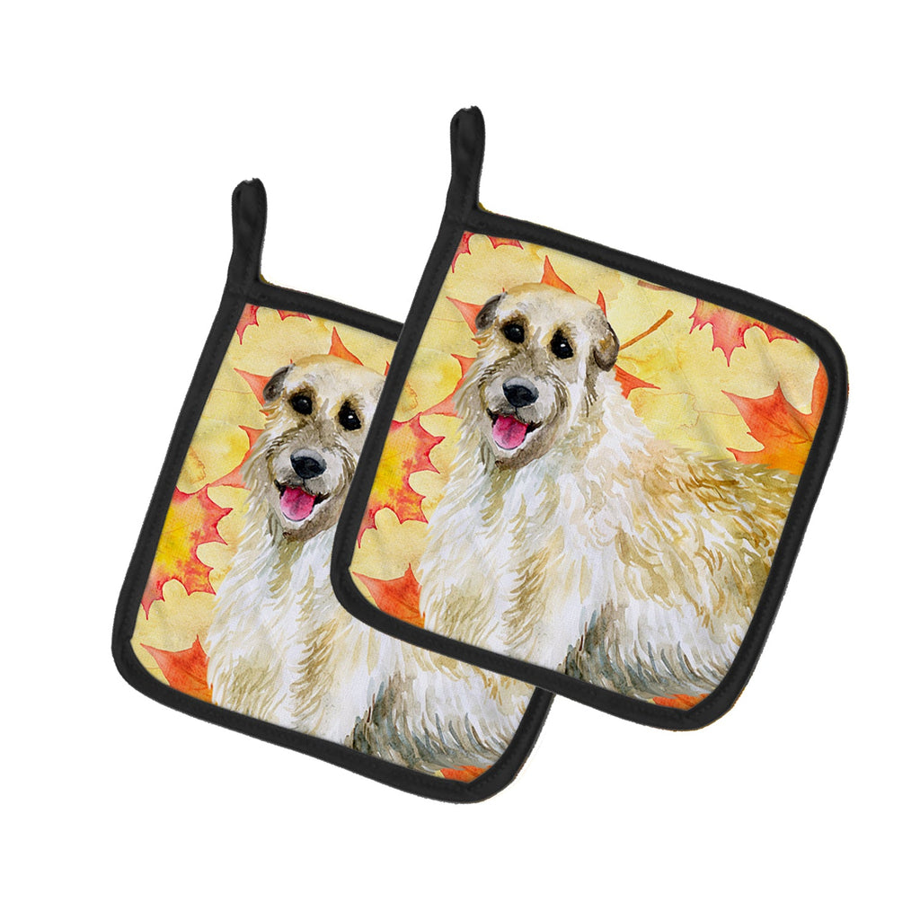 Irish Wolfhound Fall Pot Holder Set of 2 Heat Resistant Quilted Hot Pads 7.5 x 7.5 Inch, Insulated Kitchen Trivets for Cooking & Baking