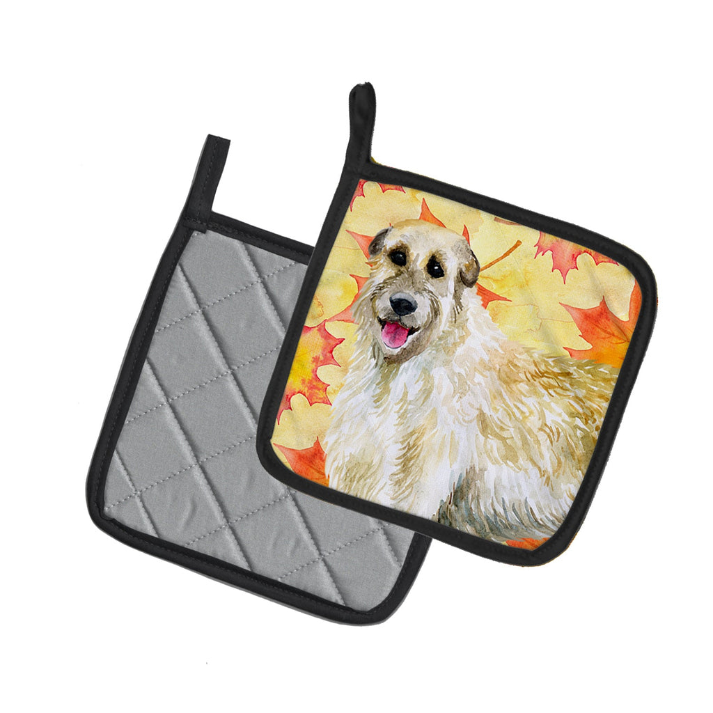Irish Wolfhound Fall Pot Holder Set of 2 Heat Resistant Quilted Hot Pads 7.5 x 7.5 Inch, Insulated Kitchen Trivets for Cooking & Baking