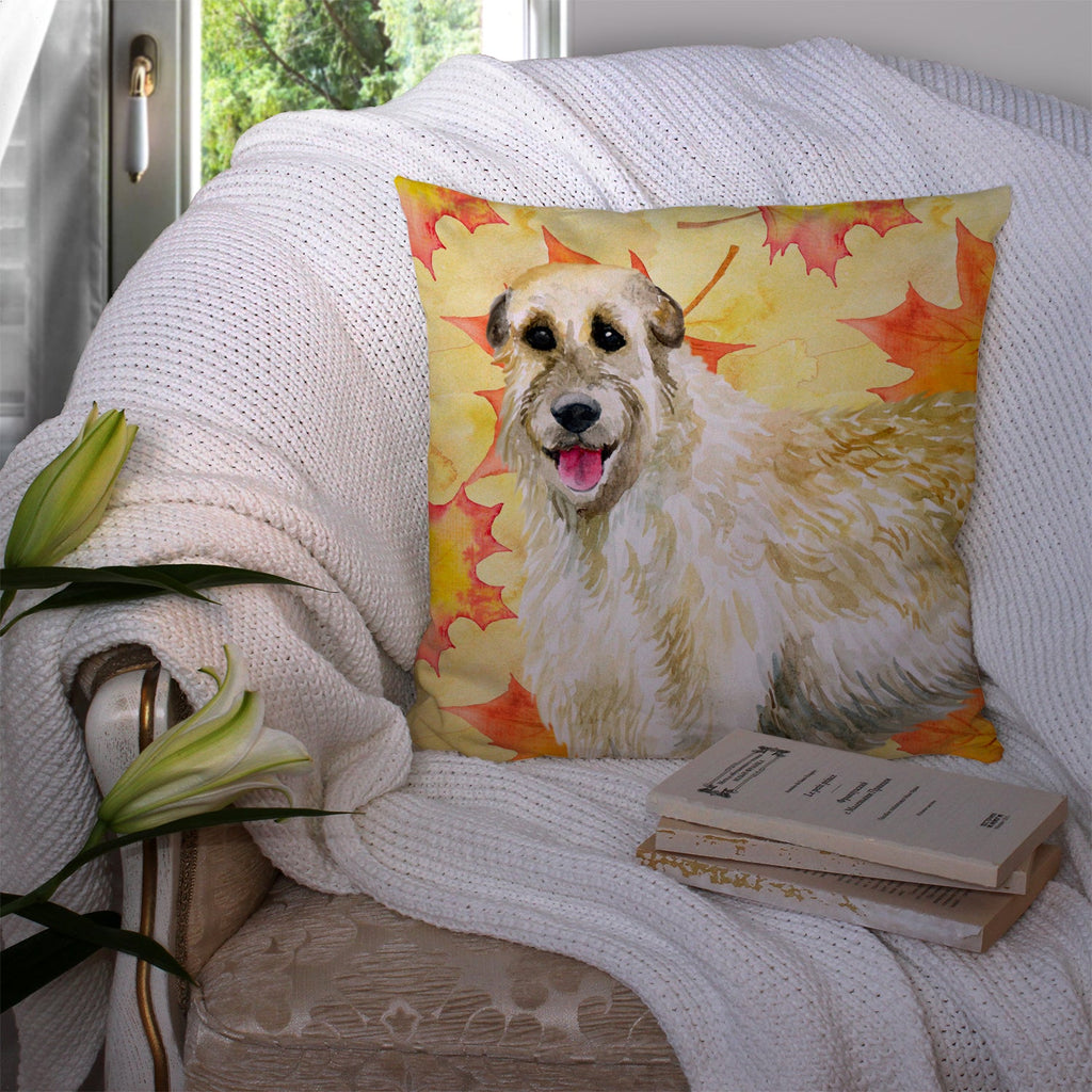 Irish Wolfhound Fall Decorative Throw Pillow 14x14 Indoor Outdoor Accent Cushion, Fabric Cover with Insert for Sofa, Bed, Porch & Living Room