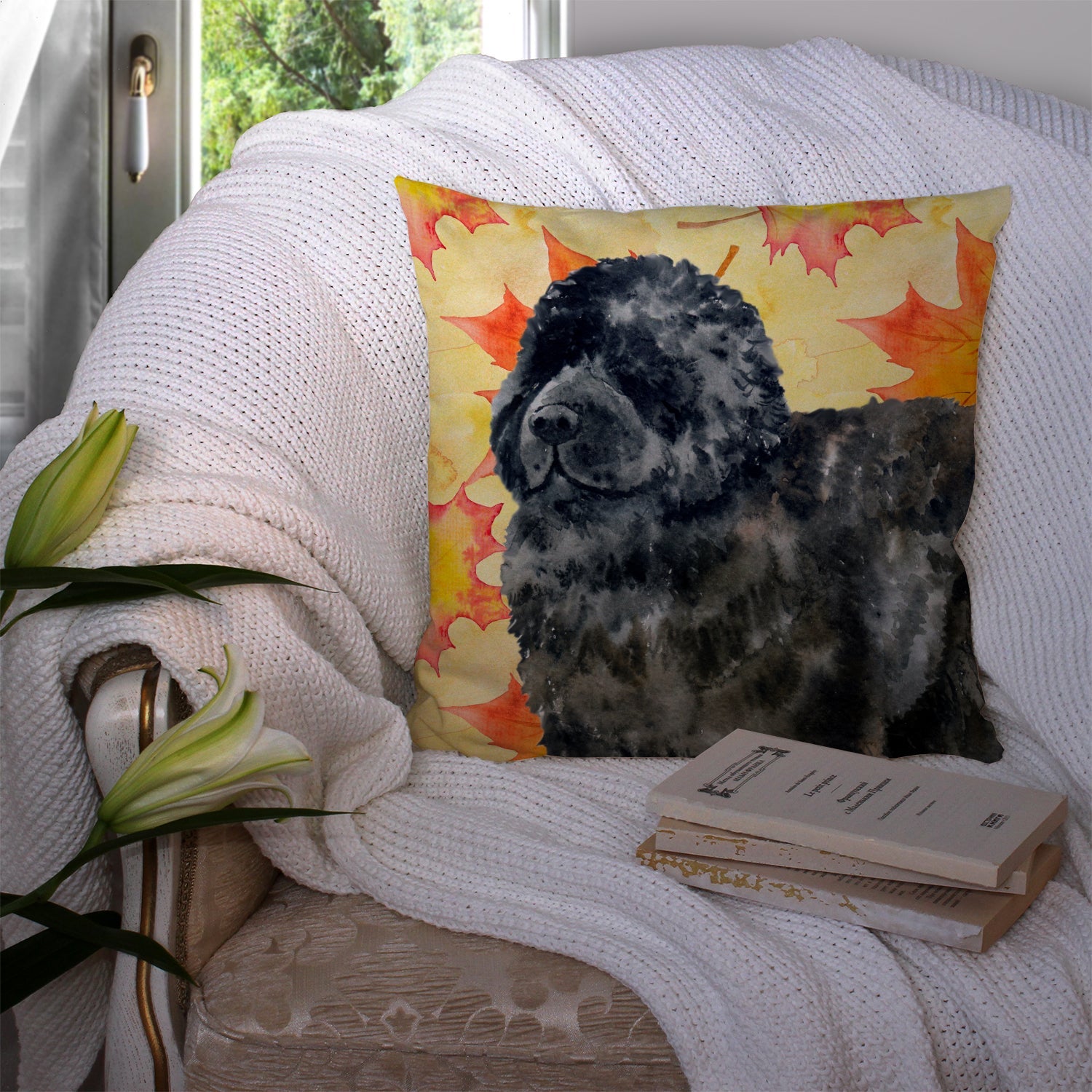 Newfoundland Fall Decorative Throw Pillow 14x14 Indoor Outdoor Accent Cushion, Fabric Cover with Insert for Sofa, Bed, Porch & Living Room