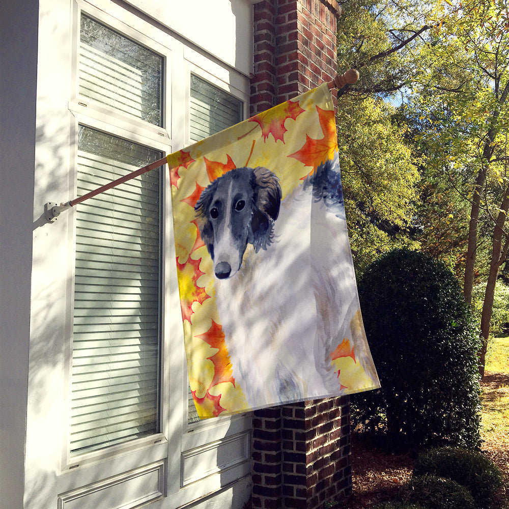 Borzoi Fall House Flag 28x40 Porch Sleeve Pole Decorative Outside Yard Banner Artwork Wall Hanging, Polyester