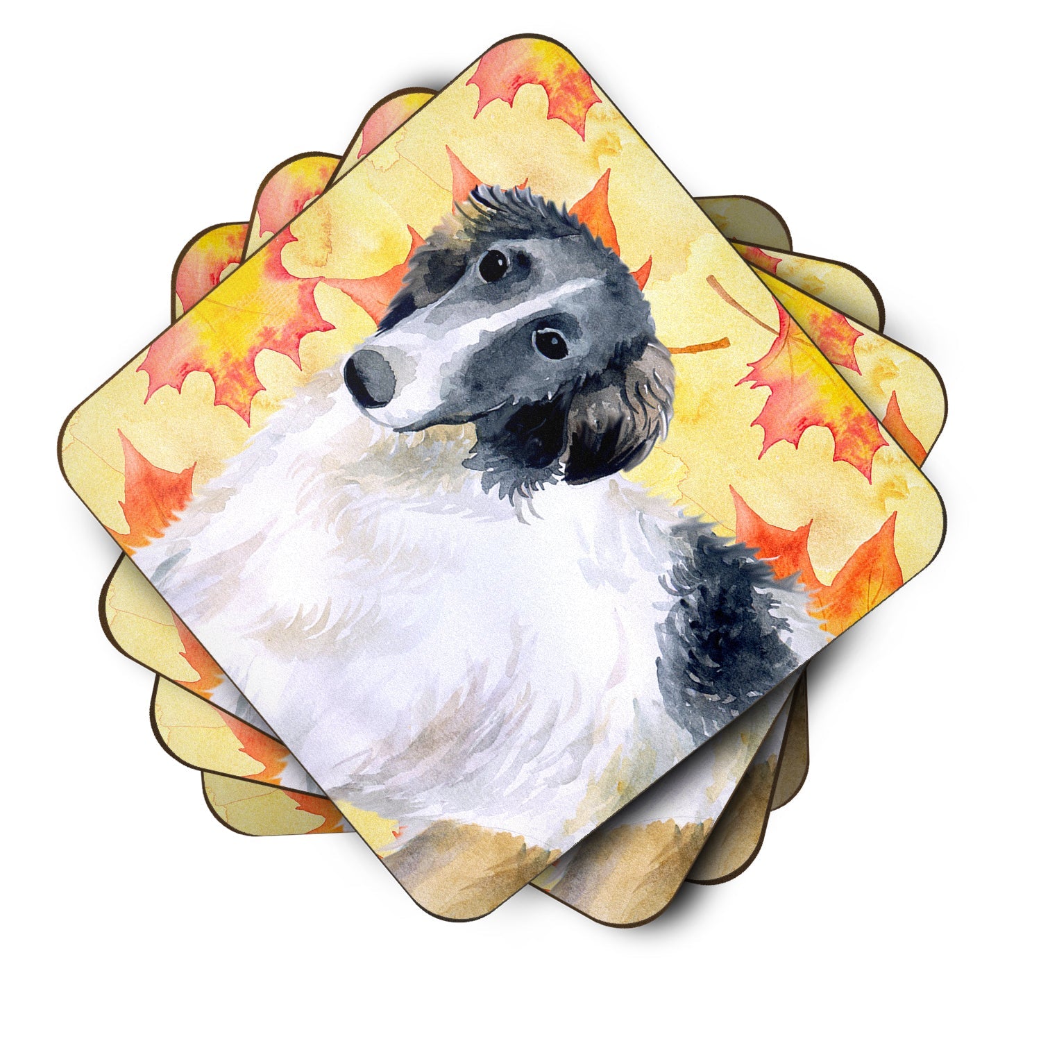 Borzoi Fall Foam Coasters Set of 4 Cup Coasters for Indoor Outdoor, Tabletop Protection, Anti Slip, Mouse pad Material