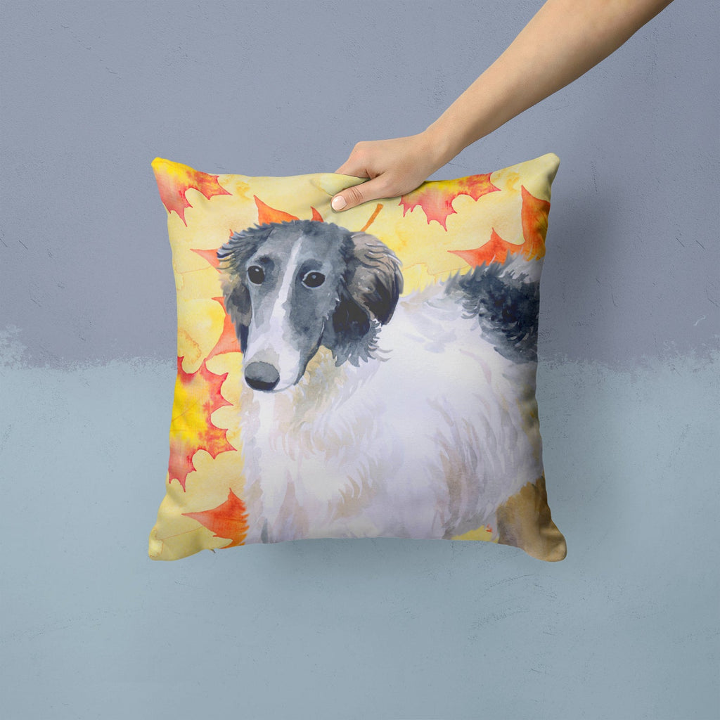 Borzoi Fall Decorative Throw Pillow 14x14 Indoor Outdoor Accent Cushion, Fabric Cover with Insert for Sofa, Bed, Porch & Living Room