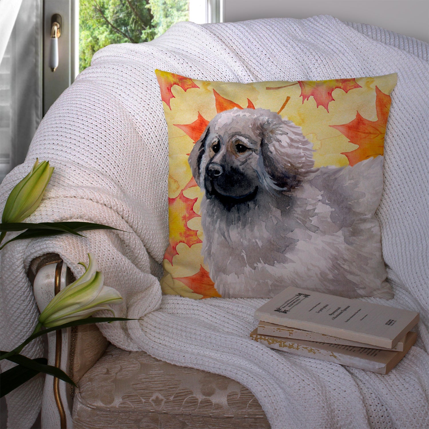 Moscow Watchdog Fall Decorative Throw Pillow 14x14 Indoor Outdoor Accent Cushion, Fabric Cover with Insert for Sofa, Bed, Porch & Living Room