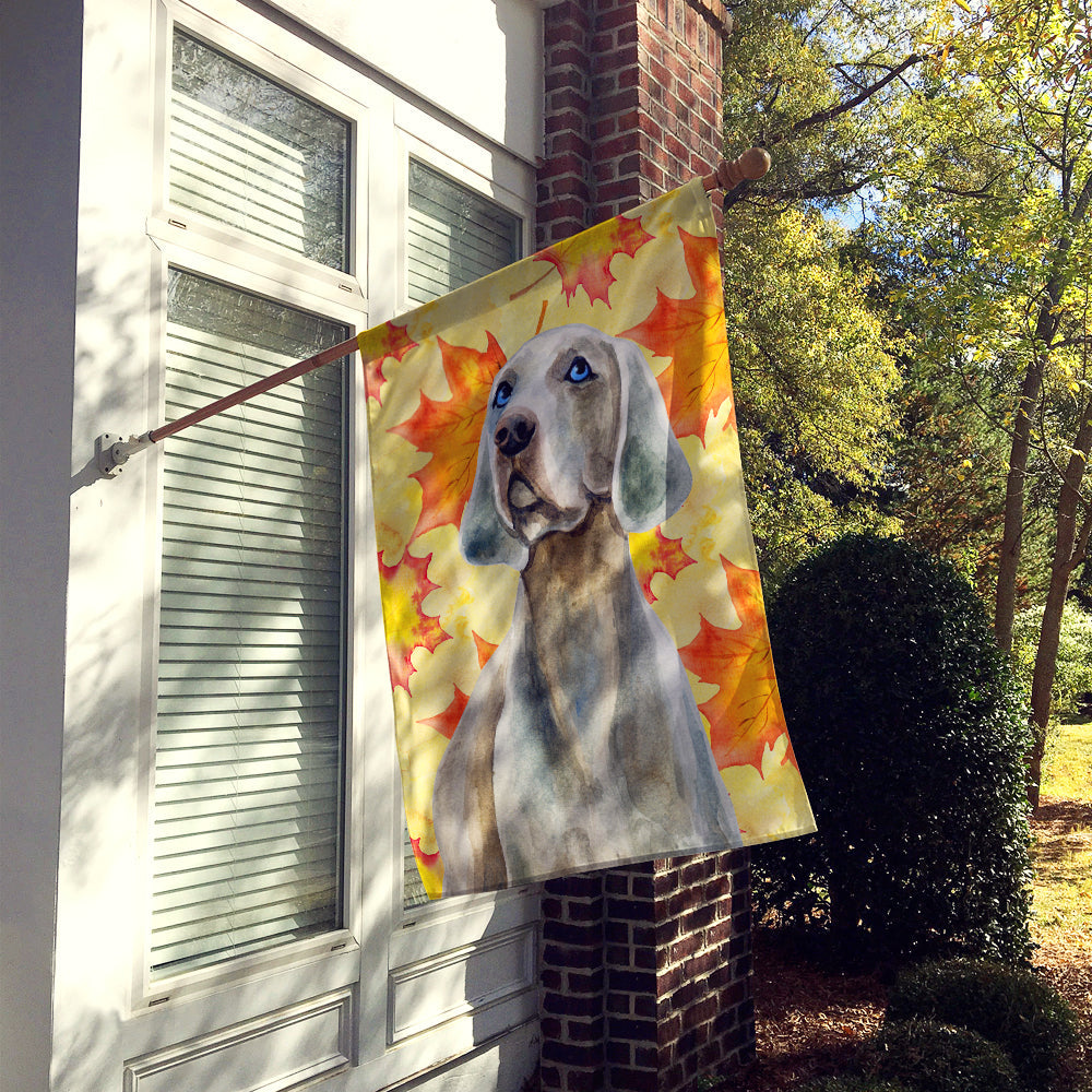 Weimaraner Fall House Flag 28x40 Porch Sleeve Pole Decorative Outside Yard Banner Artwork Wall Hanging, Polyester