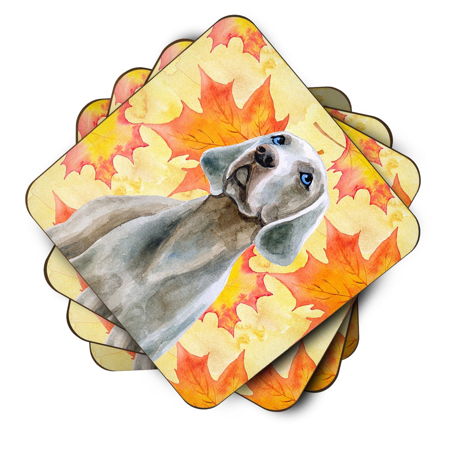 Weimaraner Fall Foam Coasters Set of 4 Cup Coasters for Indoor Outdoor, Tabletop Protection, Anti Slip, Mouse pad Material