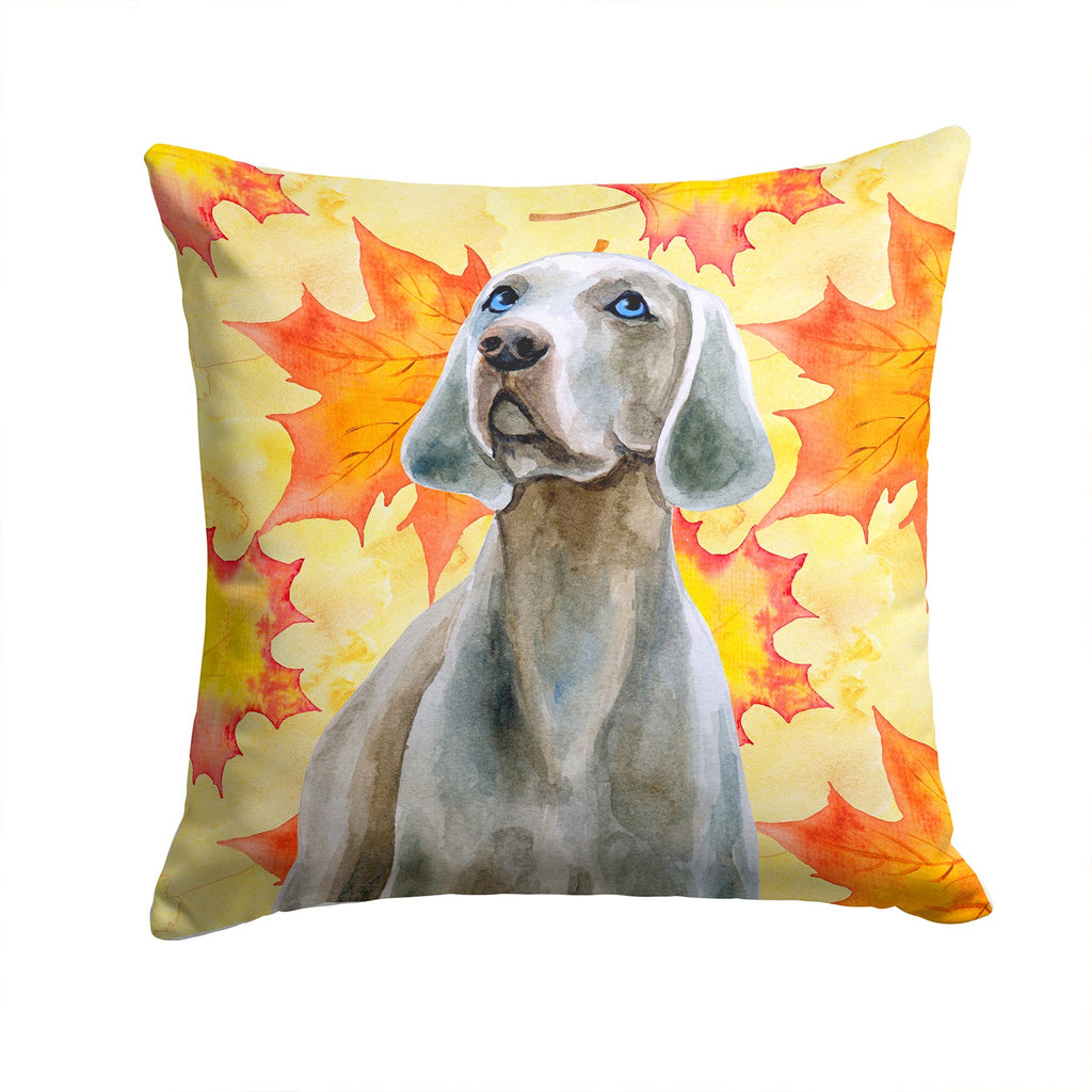 Weimaraner Fall Decorative Throw Pillow 14x14 Indoor Outdoor Accent Cushion, Fabric Cover with Insert for Sofa, Bed, Porch & Living Room