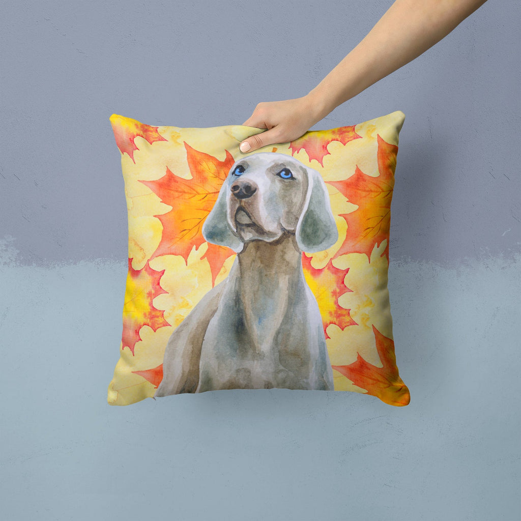 Weimaraner Fall Decorative Throw Pillow 14x14 Indoor Outdoor Accent Cushion, Fabric Cover with Insert for Sofa, Bed, Porch & Living Room