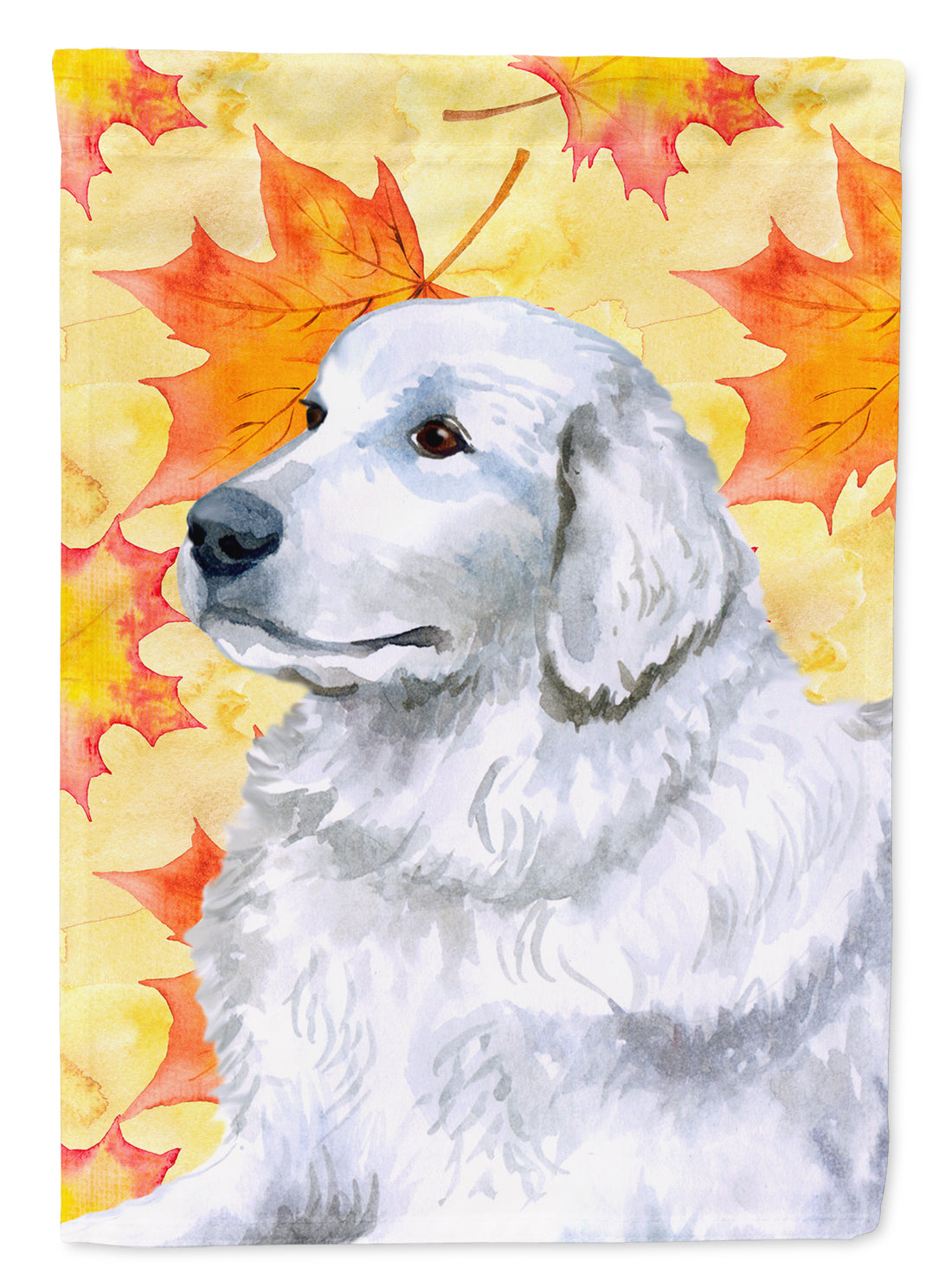 Maremma Sheepdog Fall House Flag 28x40 Porch Sleeve Pole Decorative Outside Yard Banner Artwork Wall Hanging, Polyester