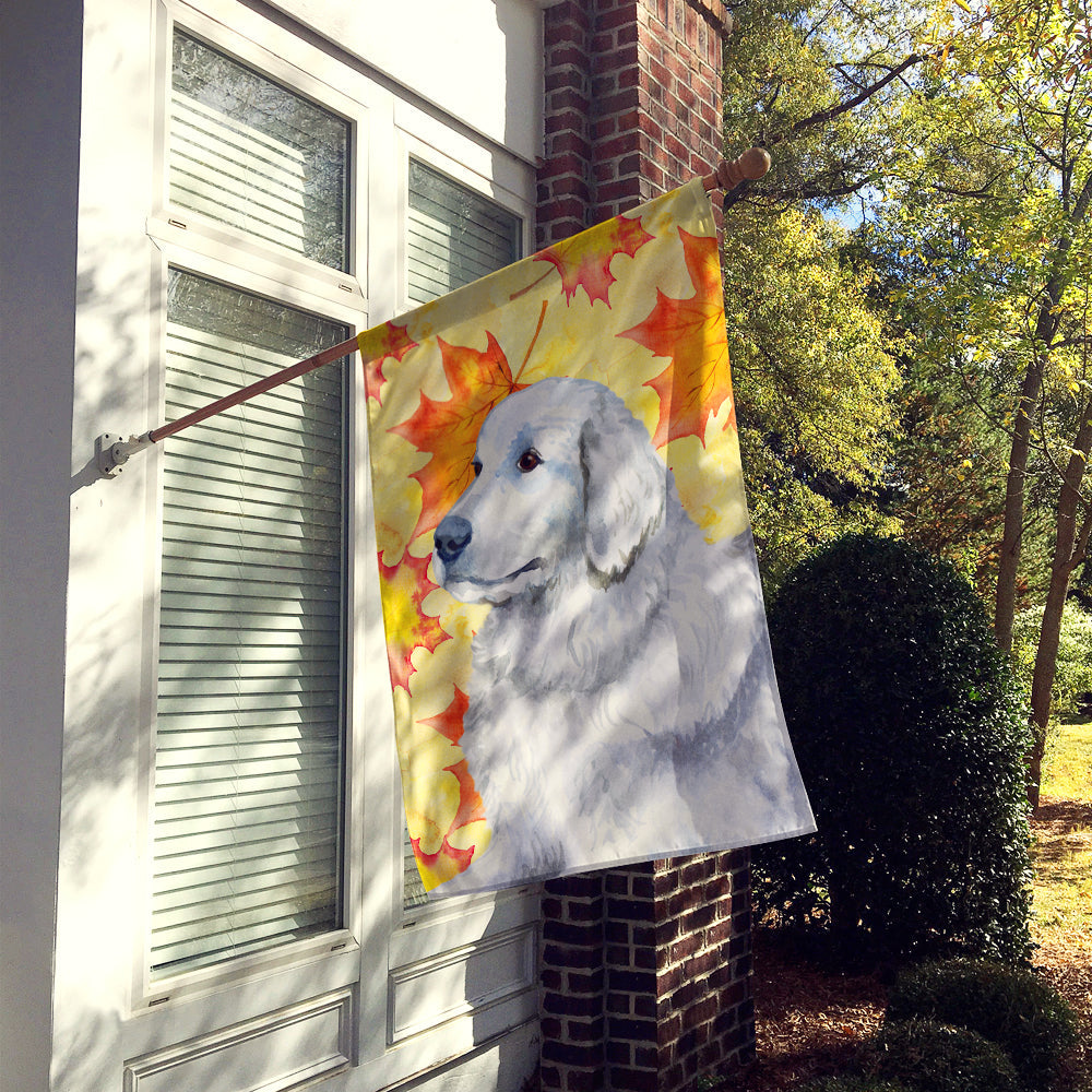 Maremma Sheepdog Fall House Flag 28x40 Porch Sleeve Pole Decorative Outside Yard Banner Artwork Wall Hanging, Polyester