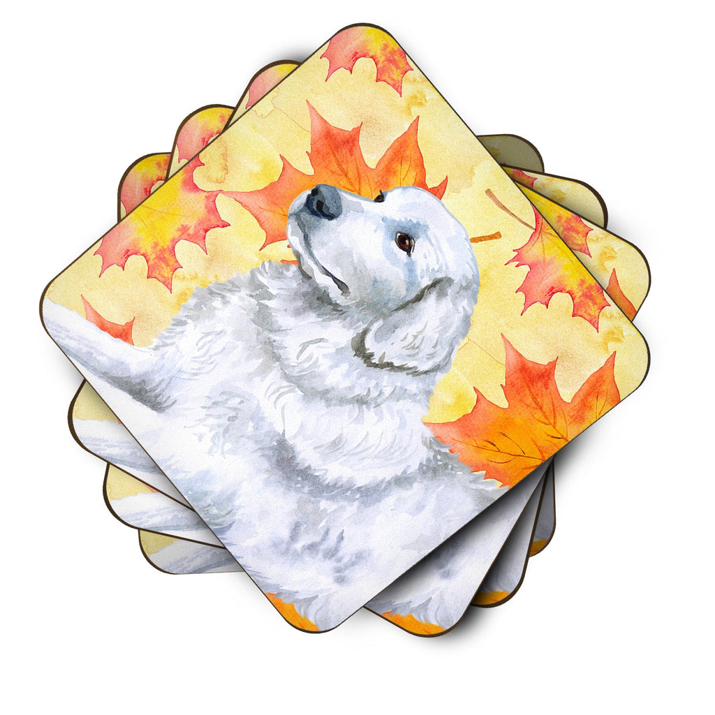 Maremma Sheepdog Fall Foam Coasters Set of 4 Cup Coasters for Indoor Outdoor, Tabletop Protection, Anti Slip, Mouse pad Material