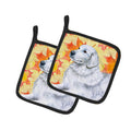 Maremma Sheepdog Fall Pot Holder Set of 2 Heat Resistant Quilted Hot Pads 7.5 x 7.5 Inch, Insulated Kitchen Trivets for Cooking & Baking