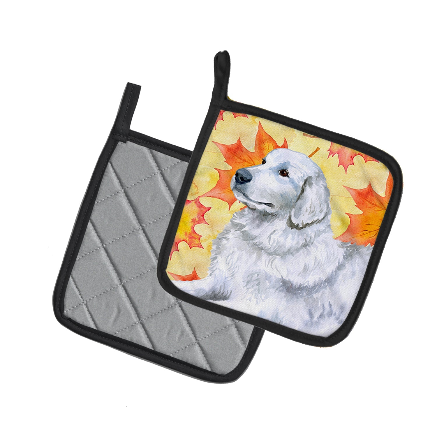 Maremma Sheepdog Fall Pot Holder Set of 2 Heat Resistant Quilted Hot Pads 7.5 x 7.5 Inch, Insulated Kitchen Trivets for Cooking & Baking