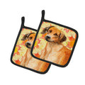 Rhodesian Ridgeback Fall Pot Holder Set of 2 Heat Resistant Quilted Hot Pads 7.5 x 7.5 Inch, Insulated Kitchen Trivets for Cooking & Baking