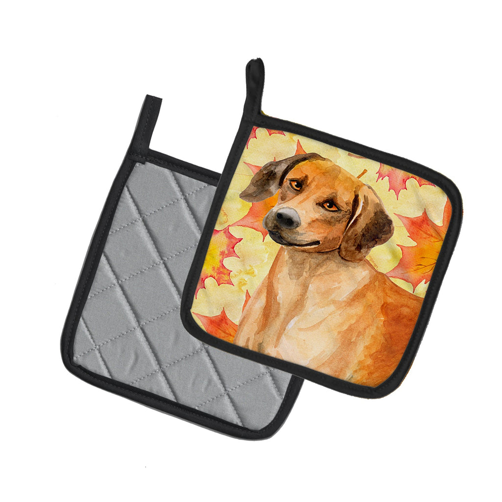 Rhodesian Ridgeback Fall Pot Holder Set of 2 Heat Resistant Quilted Hot Pads 7.5 x 7.5 Inch, Insulated Kitchen Trivets for Cooking & Baking