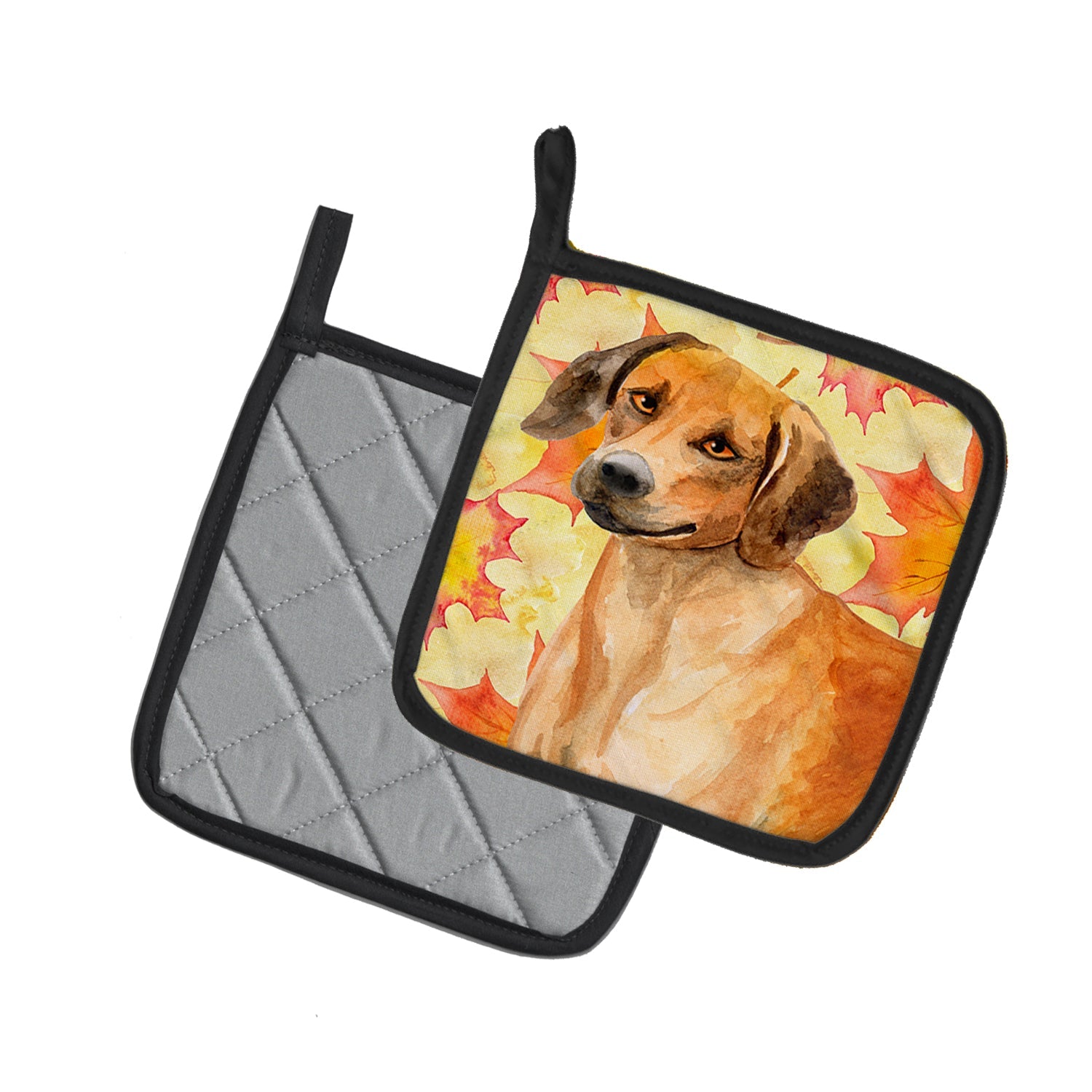 Rhodesian Ridgeback Fall Pot Holder Set of 2 Heat Resistant Quilted Hot Pads 7.5 x 7.5 Inch, Insulated Kitchen Trivets for Cooking & Baking