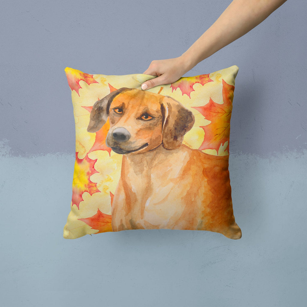 Rhodesian Ridgeback Fall Decorative Throw Pillow 14x14 Indoor Outdoor Accent Cushion, Fabric Cover with Insert for Sofa, Bed, Porch & Living Room