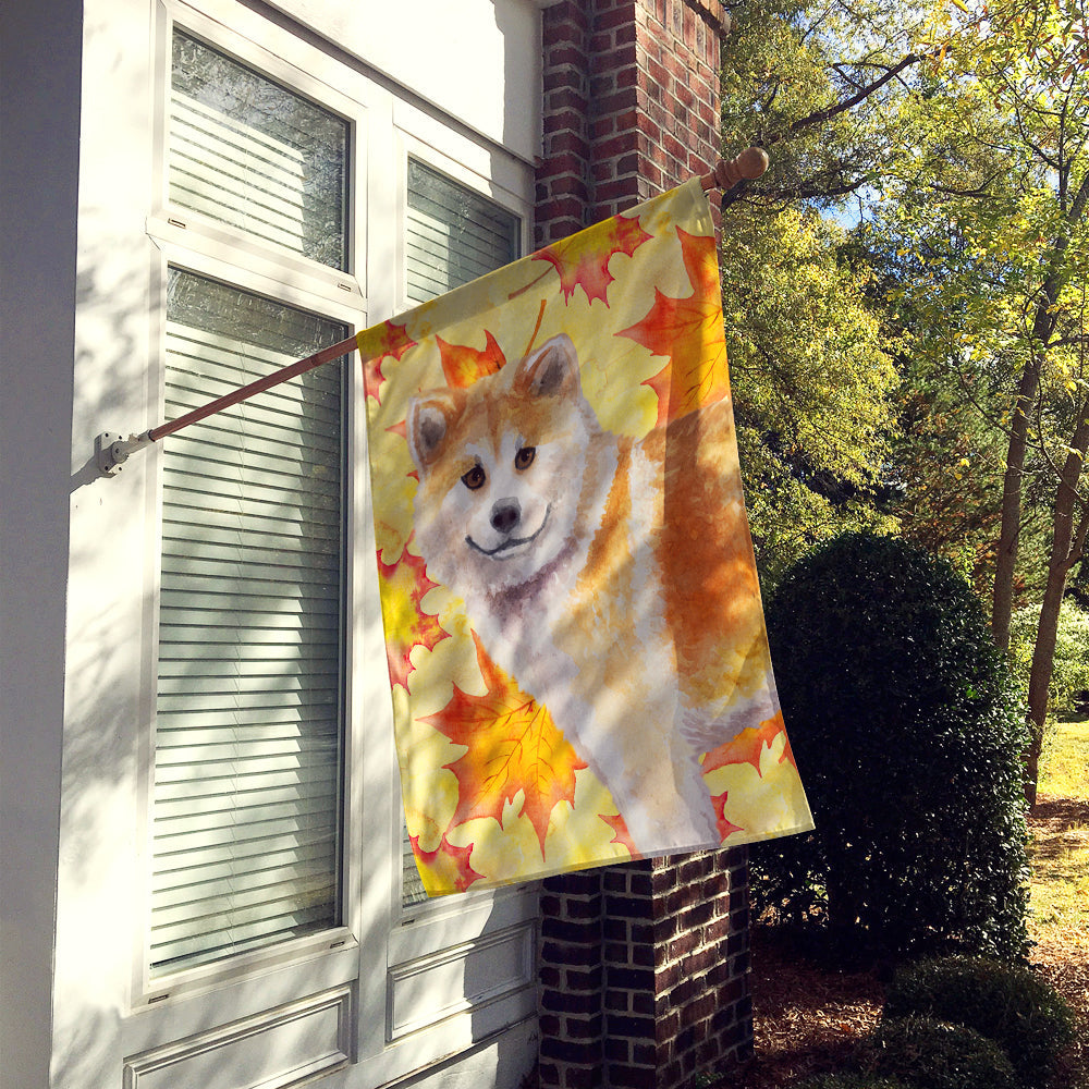 Shiba Inu Fall House Flag 28x40 Porch Sleeve Pole Decorative Outside Yard Banner Artwork Wall Hanging, Polyester