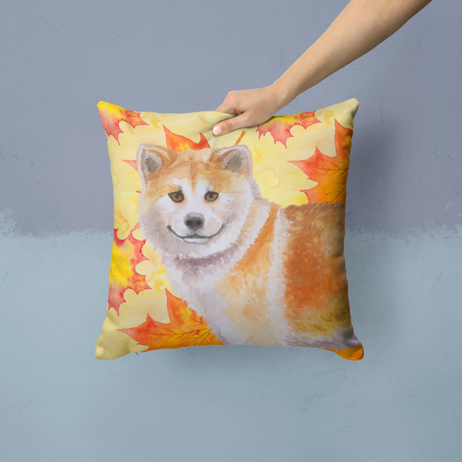 Shiba Inu Fall Decorative Throw Pillow 14x14 Indoor Outdoor Accent Cushion, Fabric Cover with Insert for Sofa, Bed, Porch & Living Room