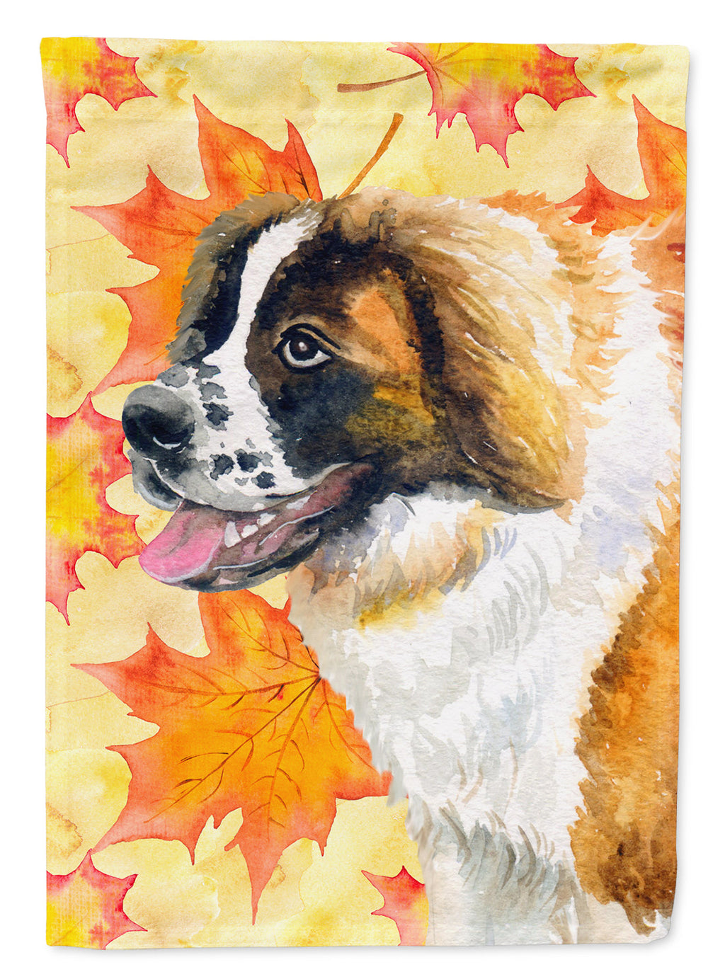 Saint Bernard Fall House Flag 28x40 Porch Sleeve Pole Decorative Outside Yard Banner Artwork Wall Hanging, Polyester