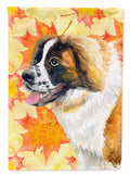 Saint Bernard Fall House Flag 28x40 Porch Sleeve Pole Decorative Outside Yard Banner Artwork Wall Hanging, Polyester
