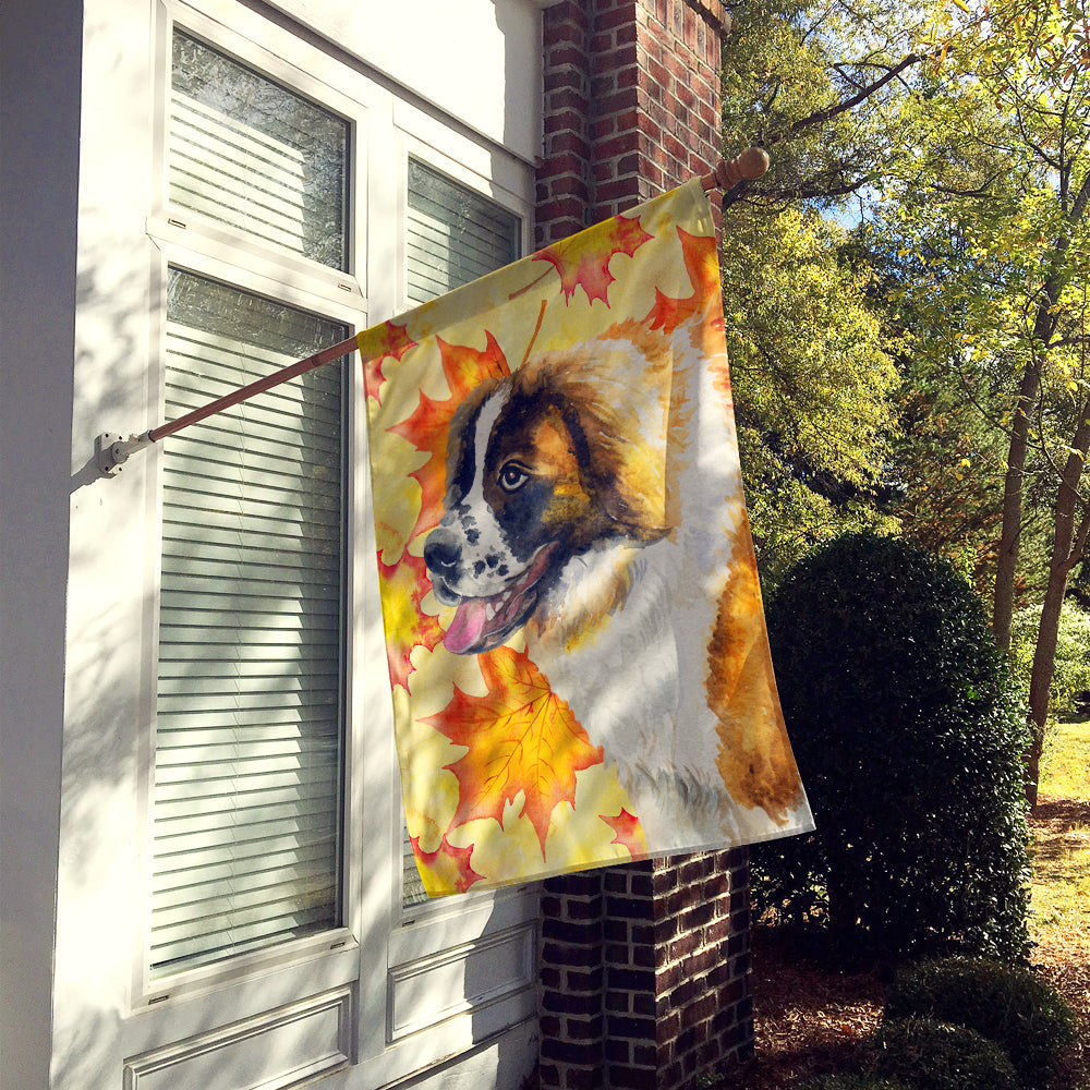 Saint Bernard Fall House Flag 28x40 Porch Sleeve Pole Decorative Outside Yard Banner Artwork Wall Hanging, Polyester