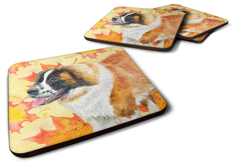 Saint Bernard Fall Foam Coasters Set of 4 Cup Coasters for Indoor Outdoor, Tabletop Protection, Anti Slip, Mouse pad Material