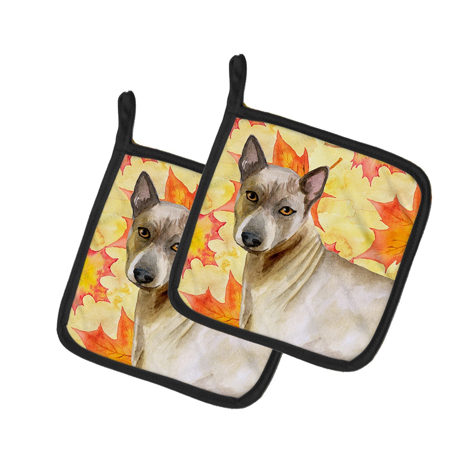 Thai Ridgeback Fall Pot Holder Set of 2 Heat Resistant Quilted Hot Pads 7.5 x 7.5 Inch, Insulated Kitchen Trivets for Cooking & Baking