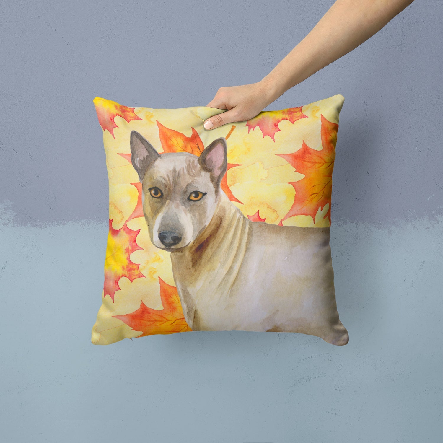 Thai Ridgeback Fall Decorative Throw Pillow 14x14 Indoor Outdoor Accent Cushion, Fabric Cover with Insert for Sofa, Bed, Porch & Living Room