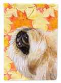 Pekingese Fall House Flag 28x40 Porch Sleeve Pole Decorative Outside Yard Banner Artwork Wall Hanging, Polyester