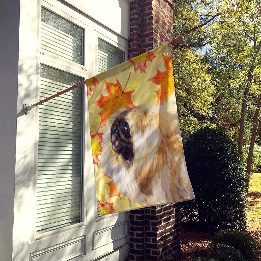 Pekingese Fall House Flag 28x40 Porch Sleeve Pole Decorative Outside Yard Banner Artwork Wall Hanging, Polyester