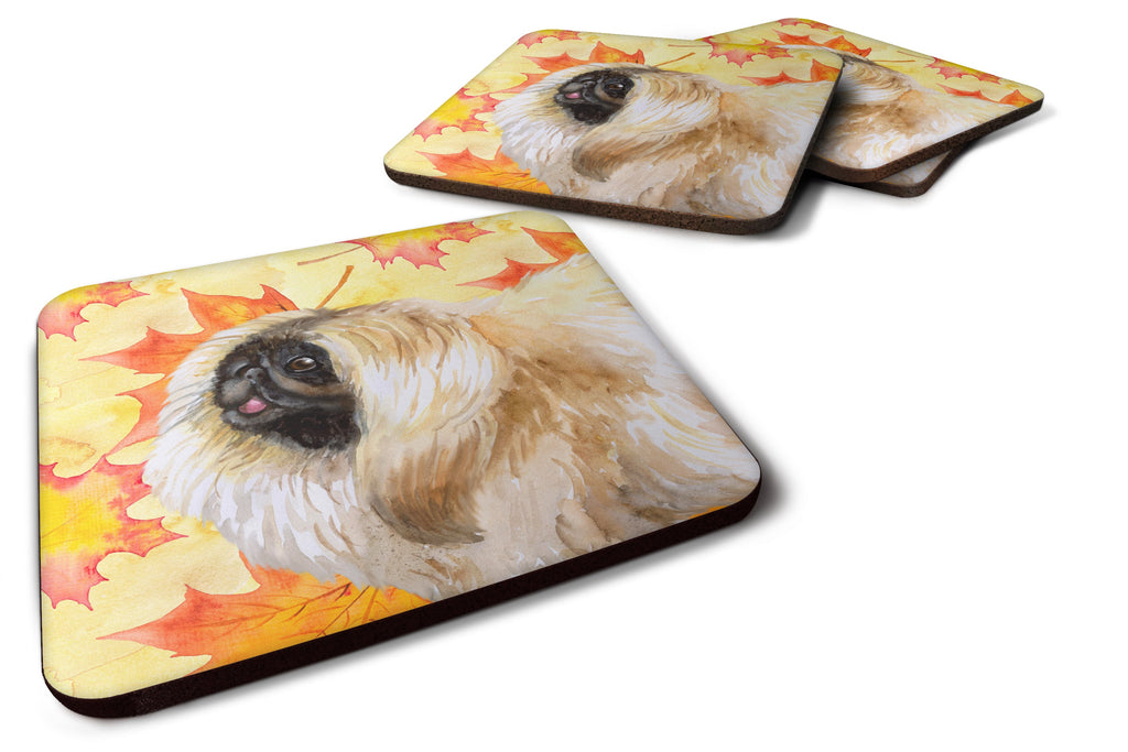 Pekingese Fall Foam Coasters Set of 4 Cup Coasters for Indoor Outdoor, Tabletop Protection, Anti Slip, Mouse pad Material