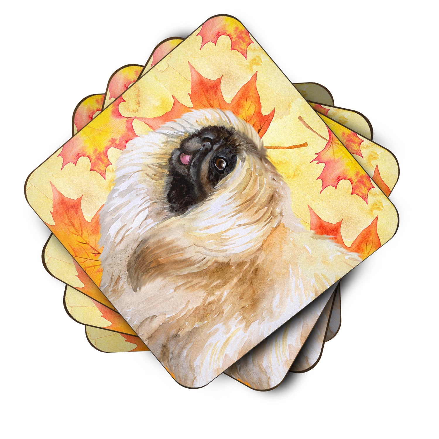 Pekingese Fall Foam Coasters Set of 4 Cup Coasters for Indoor Outdoor, Tabletop Protection, Anti Slip, Mouse pad Material